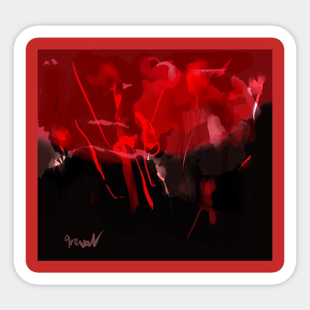 Red abstract 2 Sticker by sukhpalgrewal